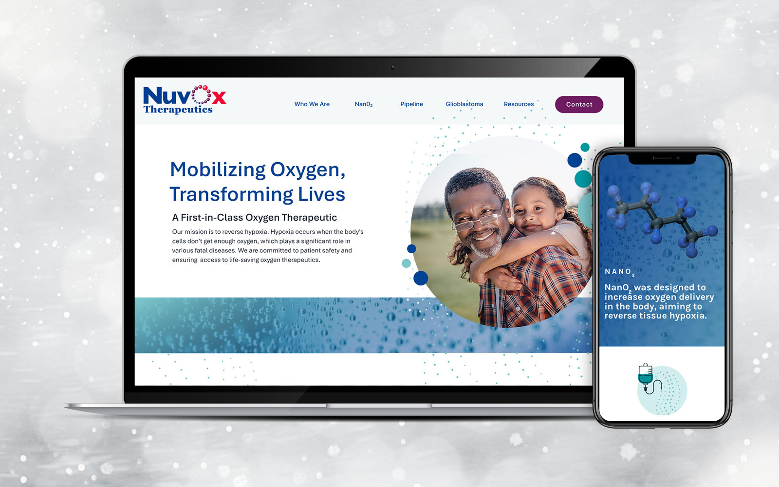 Pharmaceutical Research Company Website on Laptop and Phone