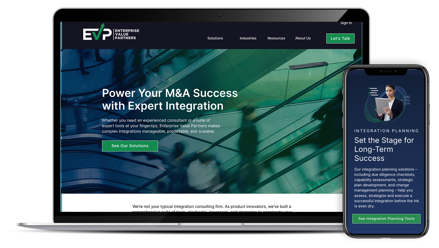 Laptop-phone-EVP Financial Software Company Website on a Laptop and on a Mobile Phone